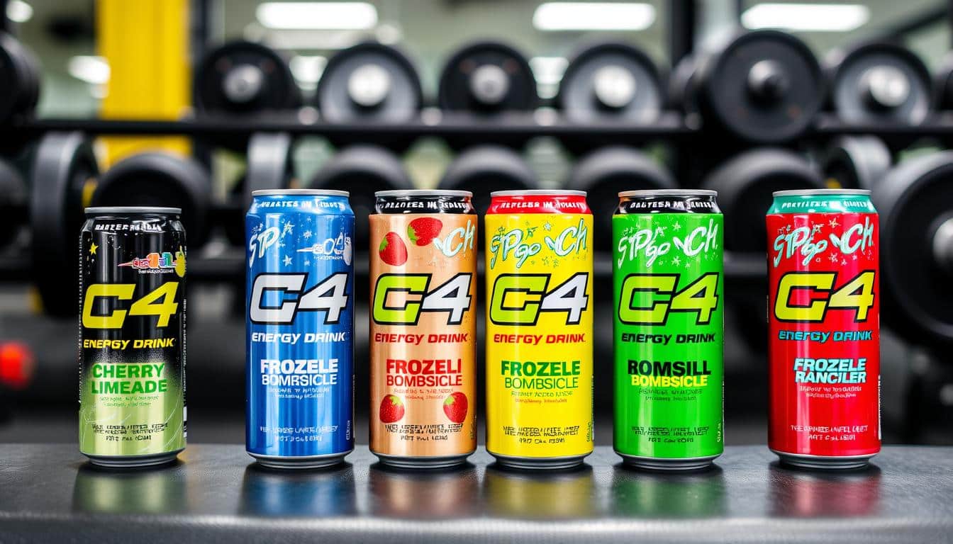 Various C4 energy drink flavors lined up showing the best C4 flavors for energy and performance
