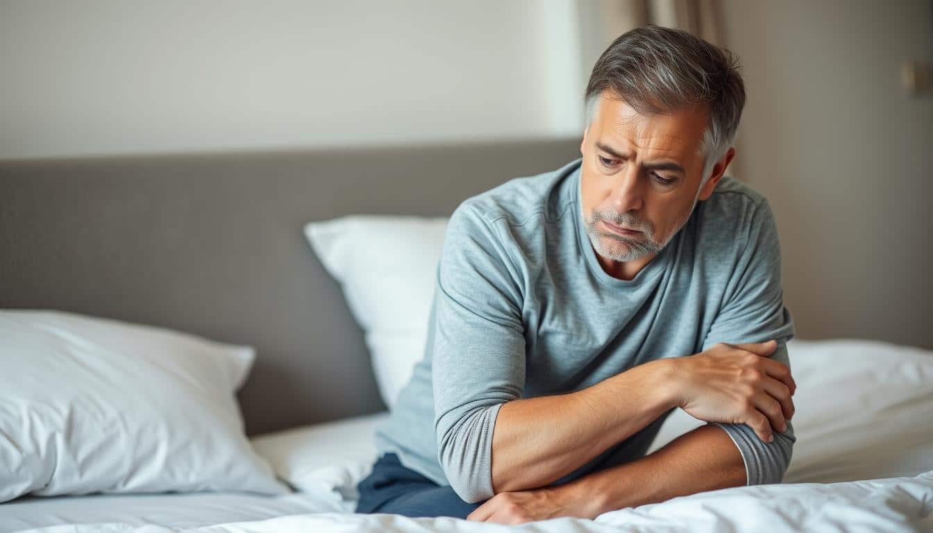Man showing signs of low testosterone levels that might benefit from the best testosterone boosters in market Man showing signs of low testosterone levels that might benefit from the best testosterone boosters in market