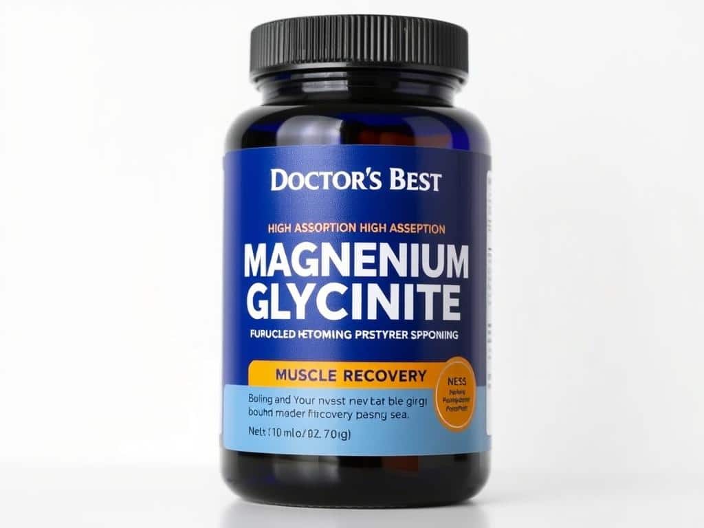 Bottle of Doctor's Best High Absorption Magnesium Glycinate supplement for muscle recovery