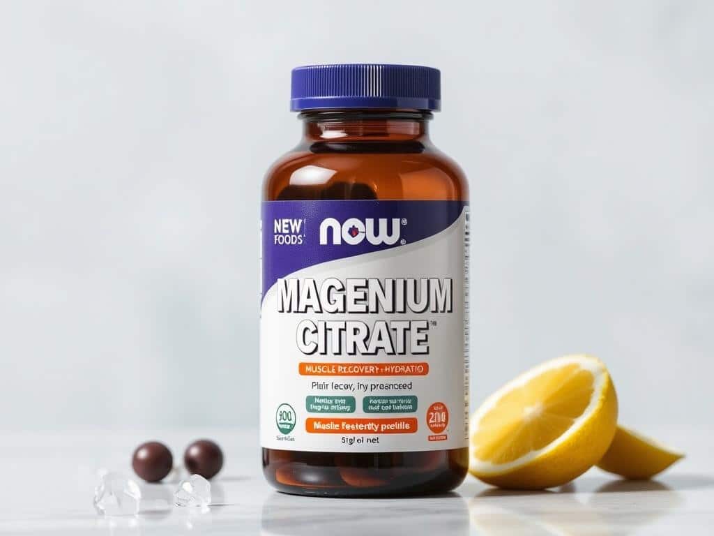 Bottle of NOW Foods Magnesium Citrate supplement for muscle recovery in 2025 Bottle of NOW Foods Magnesium Citrate supplement for muscle recovery in 2025