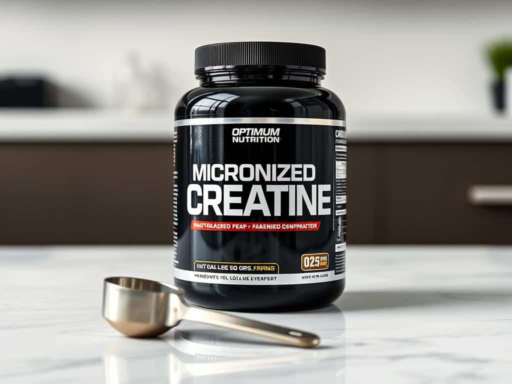 Optimum Nutrition Micronized Creatine container with measuring scoop